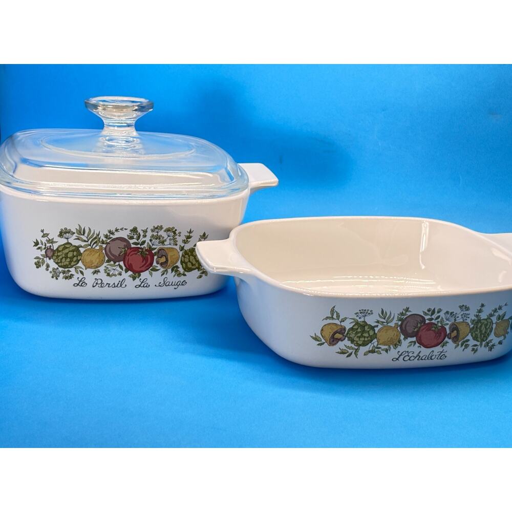 Corning Ware Spice of Life A-1-B A-1½-B Set 1Qt 1.5Qt w PYREX Lid Fits Both USA
